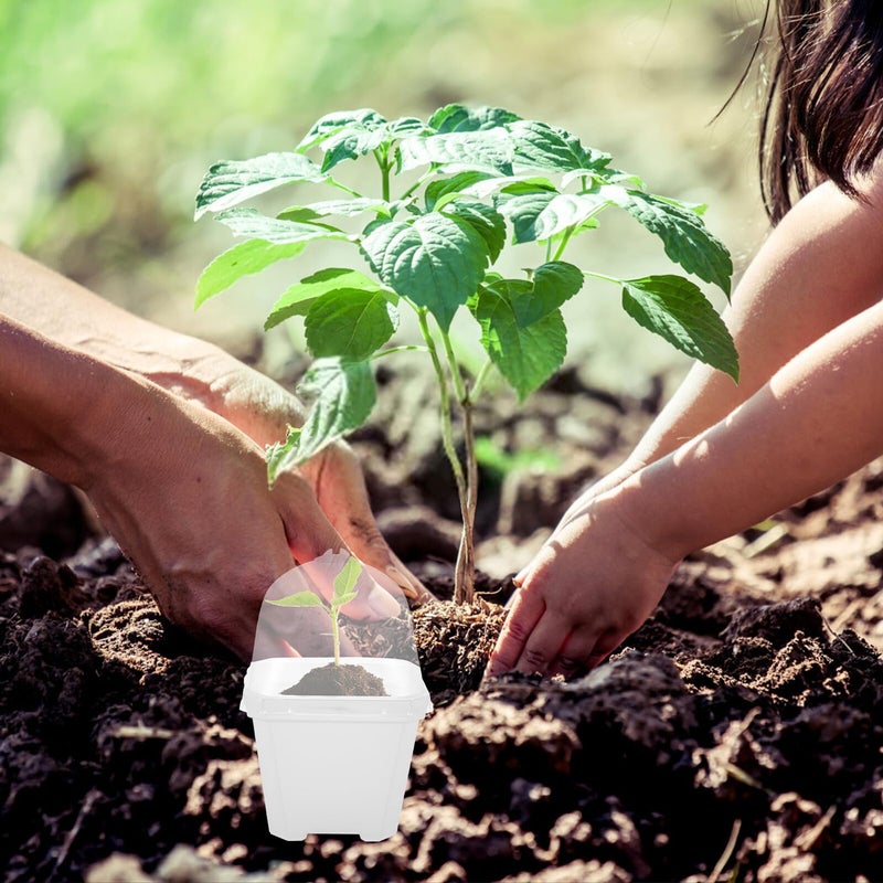 Kichvoe 5pcs Thickened Plastic Plant Germination Pots with Lids Semi Square Flowerpots for Seed Starting - Image 4